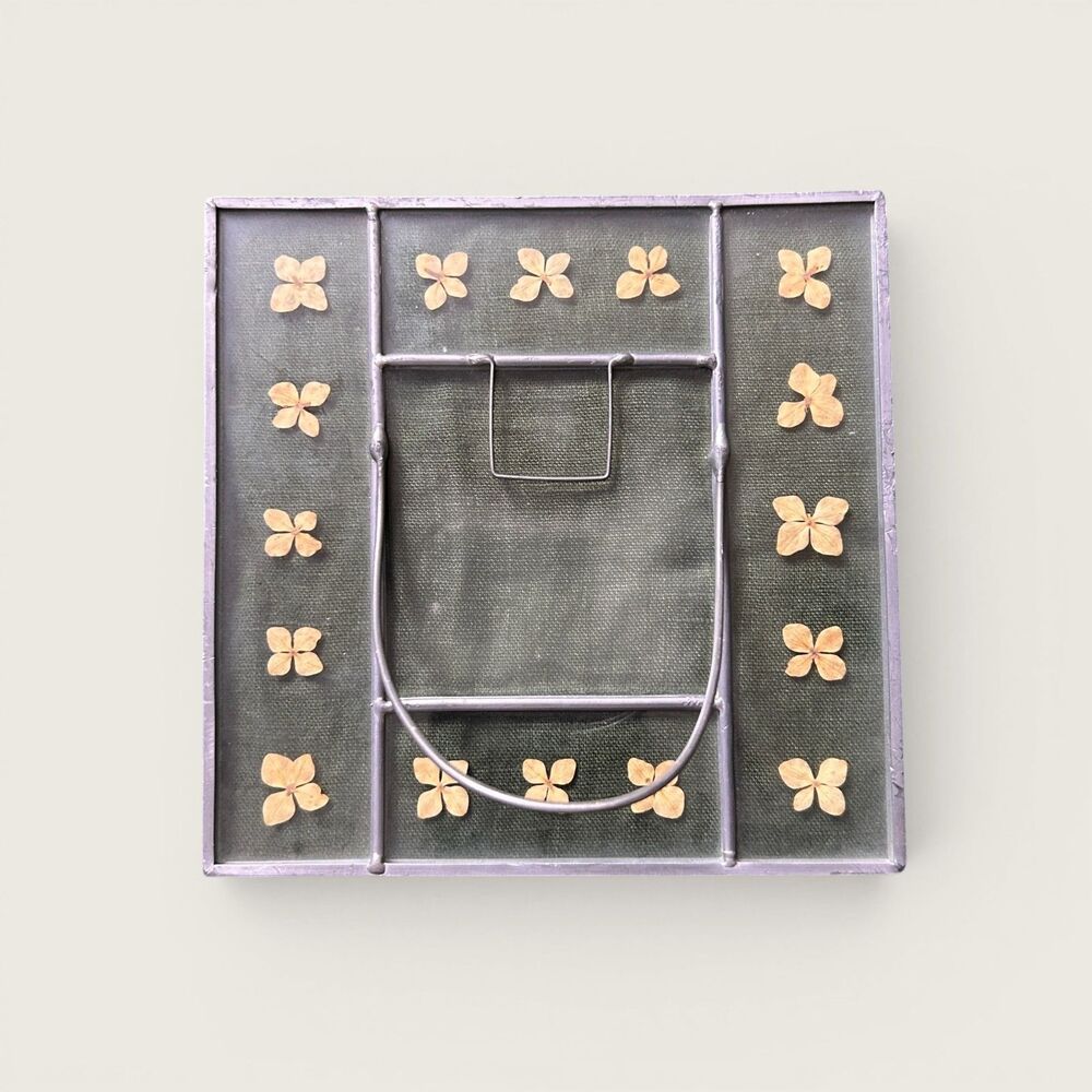 Vintage Satin Glass Pressed Flower Frame Botanical Floral Desk Frame 6x6 / 3x3